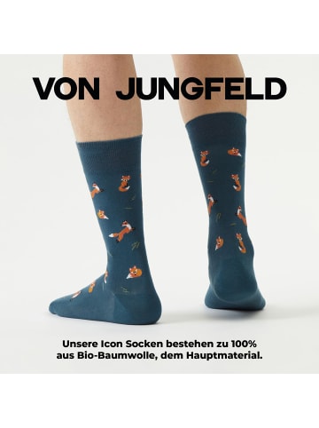 von Jungfeld Gemusterte Socken Best of Icons in Fox Teal Blue