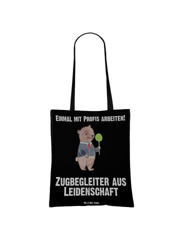 Mr. & Mrs. Panda Tragetasche Zugbegleiter Leidenschaft mit Spruch in Schwarz