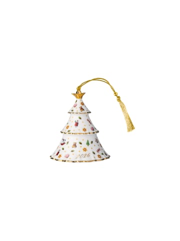 Ornament Weihnachtsbaum 2026 Christmas Classics in Weiß-Gold 7,4 x 7,4 x 8,4 cm