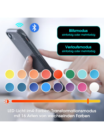 ABRIHOME Couchtisch Beistelltisch mit Glas und LED, Schwarz