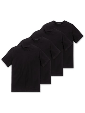 Schiesser T-Shirt 4er Pack in Schwarz