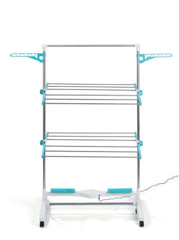 EASYmaxx Wäscheständer elektrisch 17W weiß/türkis mit Trocknerfunktion Weiß