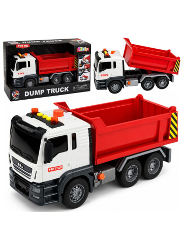 LEAN TOYS Kipplaster hebt Ladefläche an – Lichter und Geräusche beim Öffnen (rot)