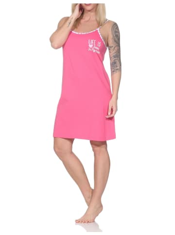 NORMANN Normann Damen Spaghetti Träger Nachthemd Übergröße 125 215 667 in pink