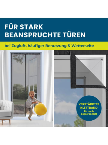 HOBERG Moskitonetz Tür 90x210cm schwarz mit Magnetvers. für Tür Schwarz