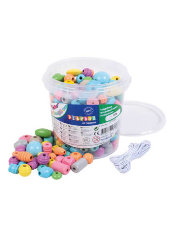 Playbox Holzperlen im Eimer 250 gr pastellfarben - ab 5 Jahren