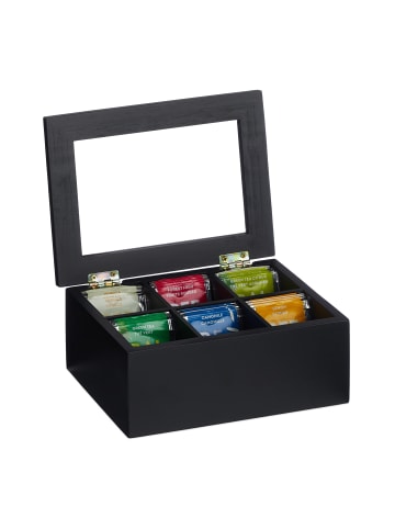 relaxdays Teebox in Schwarz - (B)21,5 x (H)9 x (T)16 cm
