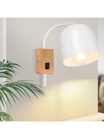 ZMH Wandleuchte in weiß 1-flammige E27 mit Schlater schwenkbar Metall