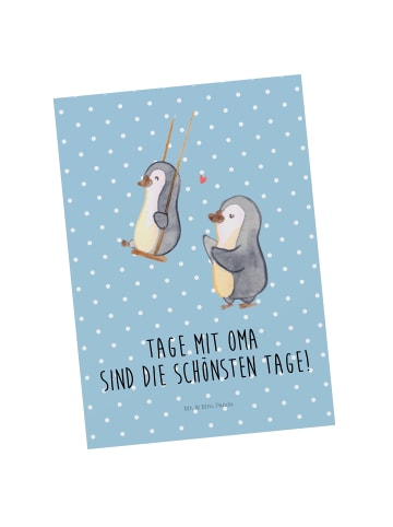 Mr. & Mrs. Panda Grußkarte Pinguin Oma schaukeln mit Spruch in Blau Pastell