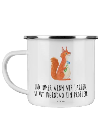 Mr. & Mrs. Panda Reisebecher Eichhörnchen Blume mit Spruch in Weiß