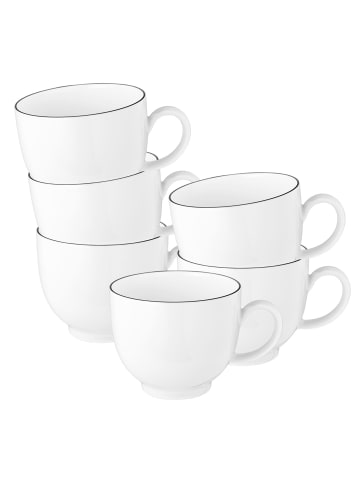 6er Set Kaffeetassen Lido Black Line in Weiß 220 ml