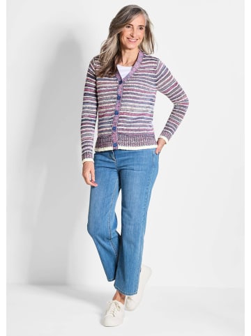 GOLDNER Kurzgröße:  Langarm Jacke Damen mit Grafikmuster und V-Ausschnitt in bunt / gemustert