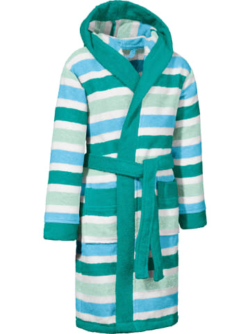 Erwin Müller Frottier Kinder-Bademantel mit Kapuze in petrol
