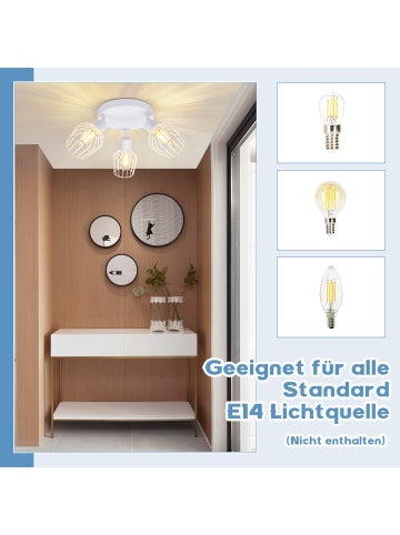 ZMH Deckenleuchte in Weiß 3-flammige E14 rund Schwenkbar Vintage Deckenspot