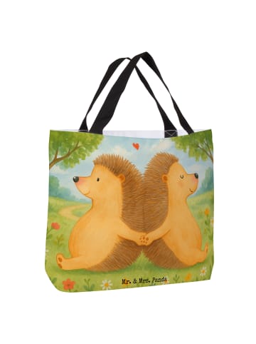 Mr. & Mrs. Panda Tasche Igel händchenhaltend Design ohne Spruch in Weiß