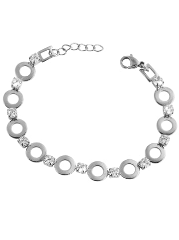 Adeliás Damen Armband aus Edelstahl mit Strasssteine 17+3 cm in silber