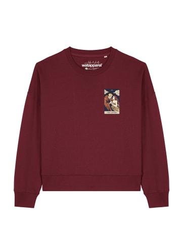 wat? Apparel Sweatshirt Tarot The Lovers in Weinrot