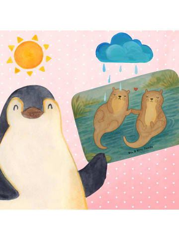 Mr. & Mrs. Panda Badezimmerteppich Otter Hände halten Design ohn... in Weiß