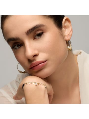 Luxenter Ohrringe aus 925er Sterlingsilber und weißem Perlmutt mit 18k Gelbgold-Finish
