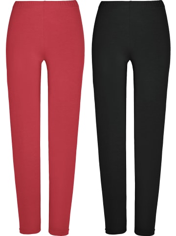 Erwin Müller Single-Jersey Leggings, lang 2er-Pack in rot/schwarz