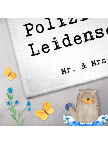 Mr. & Mrs. Panda Handtuch Polizist Leidenschaft mit Spruch in Weiß