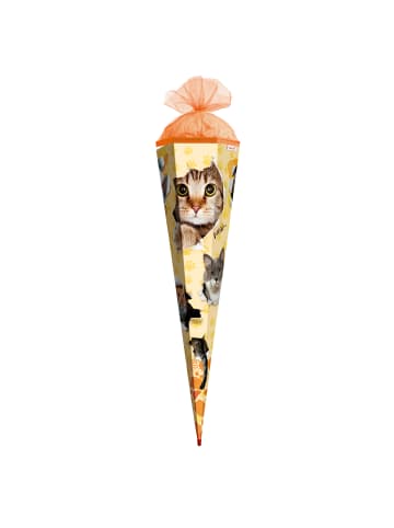 ROTH Schultüte groß Katzenparty 85 cm in Orange