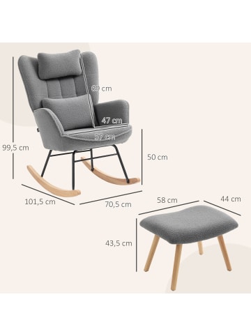HOMCOM Schaukelstuhl-101,5L x 70,5B x 99,5H cm-Dunkelgrau