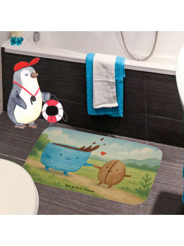 Mr. & Mrs. Panda Badematte Kaffee Bohne Design ohne Spruch in Weiß