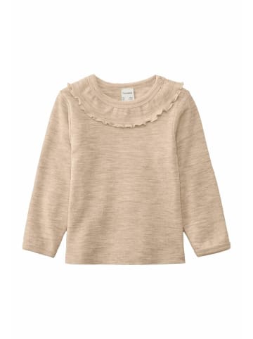 Hessnatur Hessnatur Langarmshirt Pointelle aus reiner Bio-Merinowolle in sand