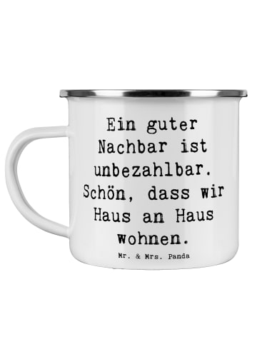Mr. & Mrs. Panda becher emaille Spruch Guter Nachbar mit Spruch in Weiß