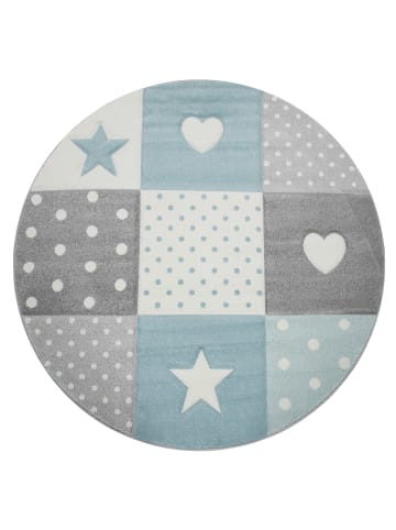 KADIMA DESIGN Kinderteppich Herz‑Kronen‑Patchwork Kinderzimmer in Blau