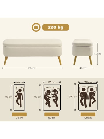 HOMCOM Sitzbank in Beige 120L x 42B x 45H cm