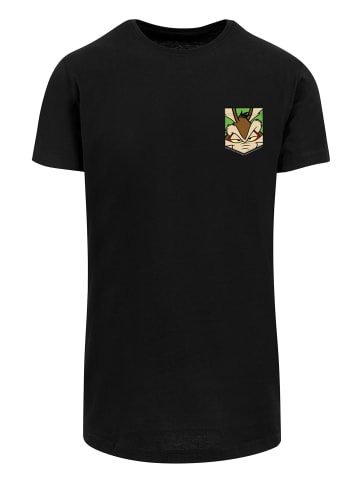 F4NT4STIC Long Cut T-Shirt Looney Tunes Face Faux Pocket in schwarz