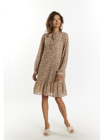 Usha Damen Midikleid Mit Floralem Print in Creme Mehrfarbig