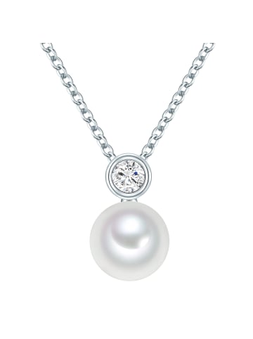 Valero Pearls Kette aus Sterling Silber mit Zirkonia Süßwasser-Zuchtperle in silber