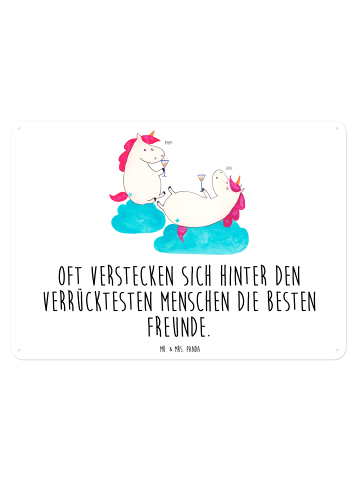 Mr. & Mrs. Panda tafel Einhorn Sekt mit Spruch in Weiß