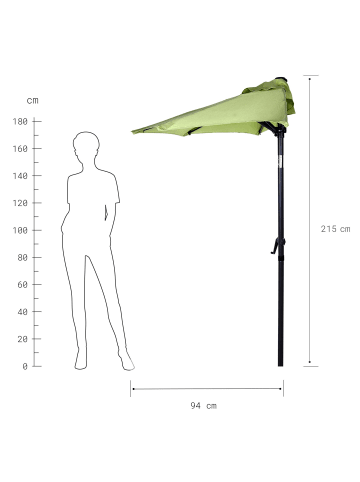 Butlers Sonnenschirm halbrund mit Knickgelenk und Kurbel SIESTA in Olivgrün