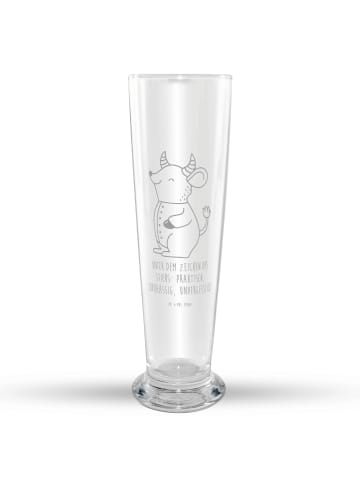 Mr. & Mrs. Panda Trinkglas Stier Astrologie mit Spruch in Transparent