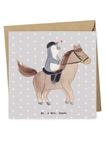 Mr. & Mrs. Panda Deluxe Karte Pferd Reiten ohne Spruch in Grau Pastell
