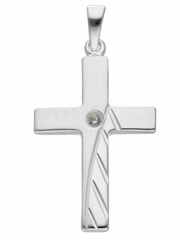 Adeliás 925 Silber Kreuz Anhänger mit Zirkonia in silber