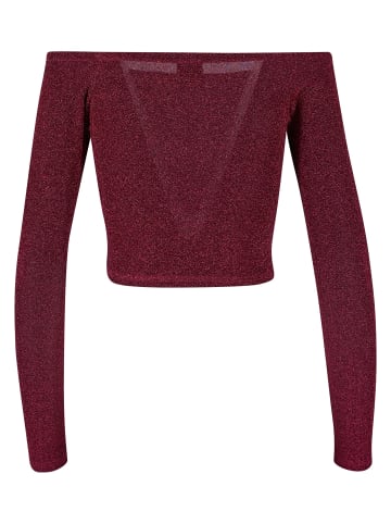Urban Classics Urban Classics Damen Ladies Off Shoulder Glitter Longsleeve in burgundy