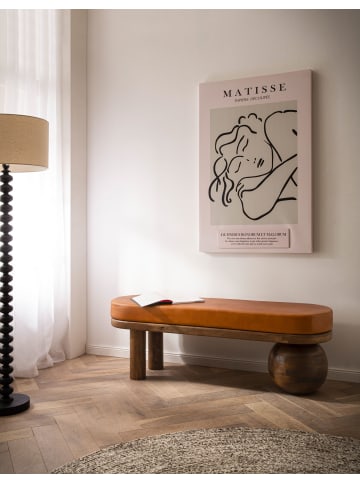 FineBuy Sitzbänk in Braun / Leder / 140x40x47