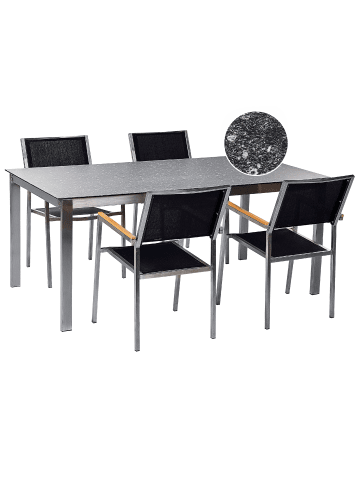 Beliani 5-tlg Gartentisch Set COSOLETO/GROSSETO in Schwarz/Silber