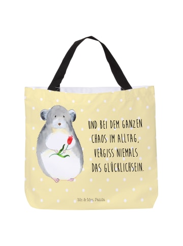 Mr. & Mrs. Panda Shopper Tasche Chinchilla Blume mit Spruch in Gelb Pastell