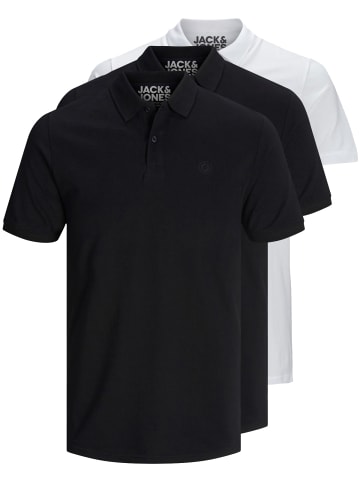 Jack & Jones 3er-Set Poloshirt in Black/Black/White