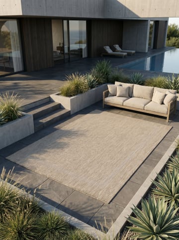 KADIMA DESIGN Teppich Outdoor Waschbar Einfarbig ALSTER Strapazierfähig OEKO-TEX in Beige