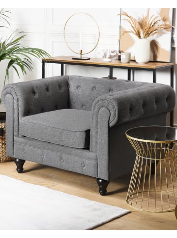 Beliani Sessel CHESTERFIELD in Grau/Braun - (W) 110 x (H) 70 x (L) 75 cm