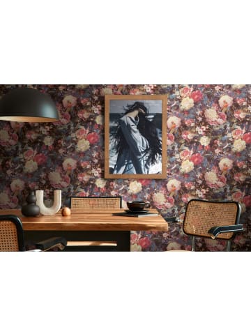 A.S. Création Tapete Midnight Garden in Dunkelblau-Rosé