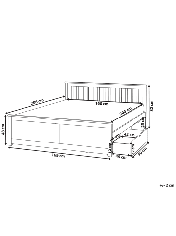 Beliani 3-tlg Doppelbett OLENDON in Braun