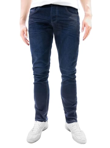 Jaylvis Regular Denim Jeans mit Kontrastnähten und Falten in Dunkelblau